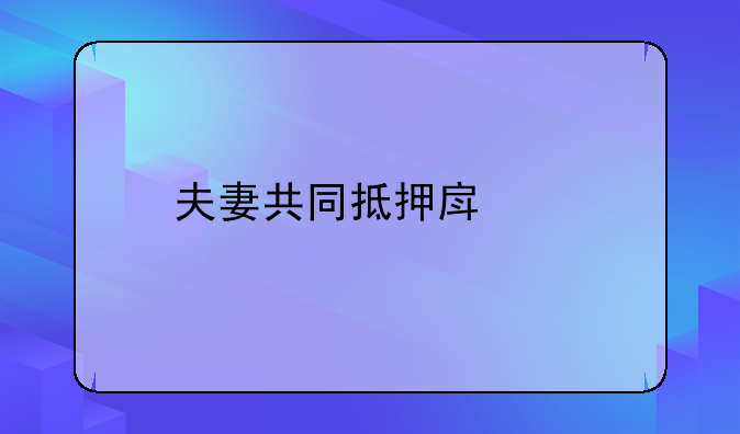夫妻共同抵押房子
