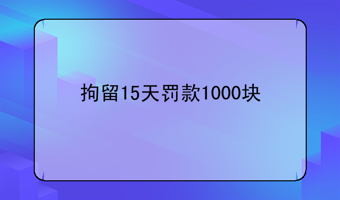 拘留15天罚款1000块