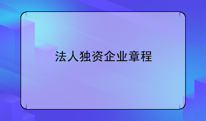 法人独资企业章程