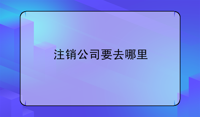 注销公司要去哪里