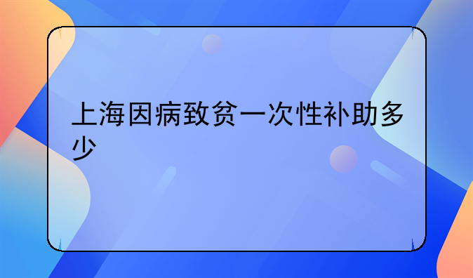上海因病致贫一次性补助多少