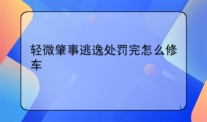 轻微肇事逃逸处罚完怎么修车