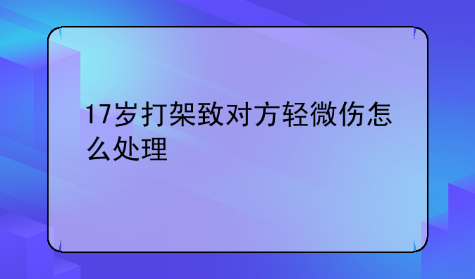 17岁打架致对方轻微伤怎么处理
