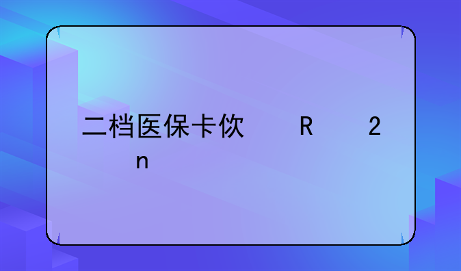二档医保卡使用范围