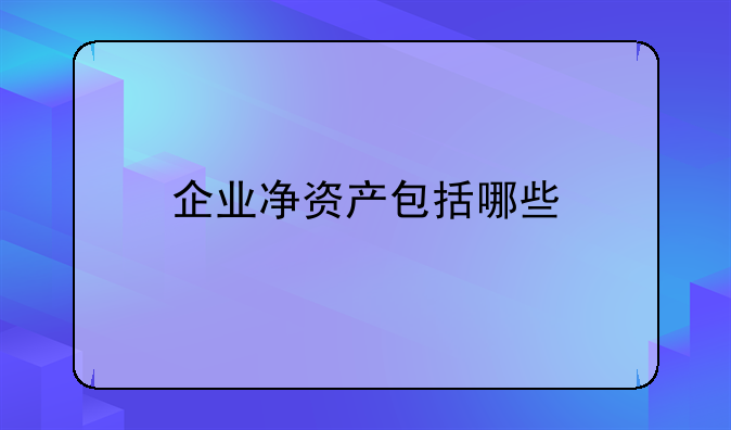 企业净资产包括哪些