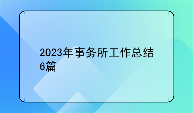 2023年事务所工作总结6篇