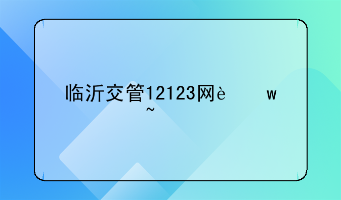临沂交管12123网违章查询