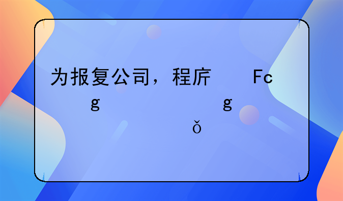 为报复公司，程序员写代码给自己转账21万