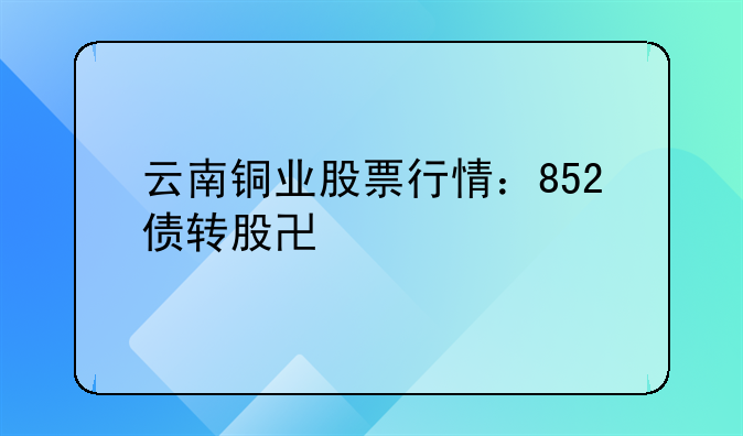 云南铜业股票行情：852债转股协议