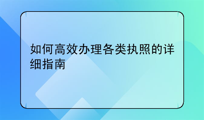 如何高效办理各类执照的详细指南