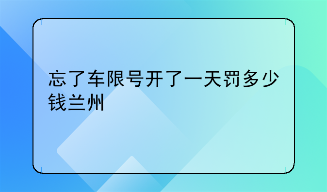 忘了车限号开了一天罚多少钱兰州