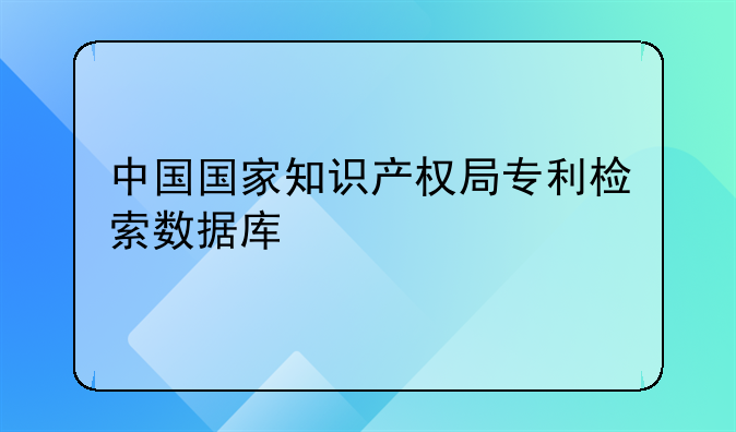中国国家知识产权局专利检索数据库