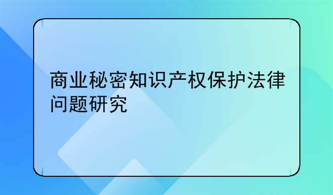 商业秘密知识产权保护法律问题研究