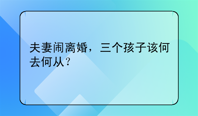 夫妻闹离婚，三个孩子该何去何从？