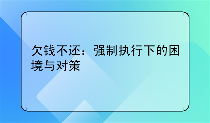 欠钱不还：强制执行下的困境与对策