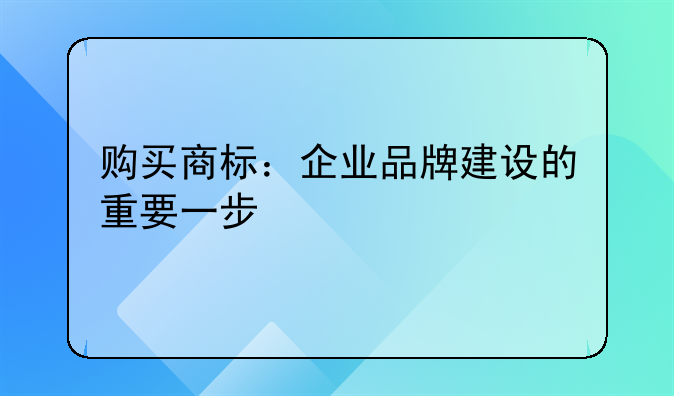 购买商标：企业品牌建设的重要一步