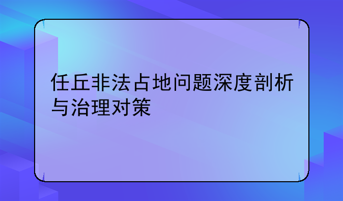 任丘非法占地问题深度剖析与治理对策