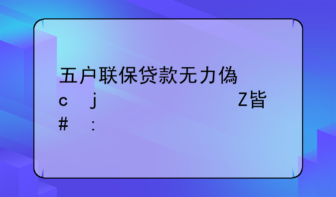 五户联保贷款无力偿还的解决方案探讨