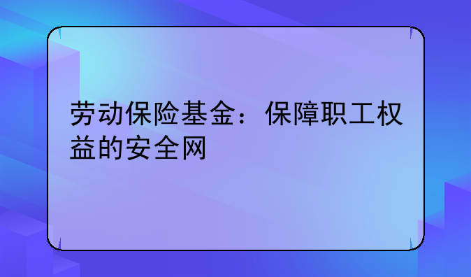 劳动保险基金：保障职工权益的安全网