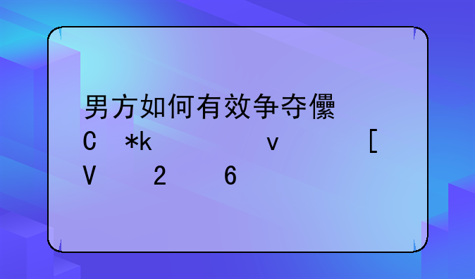 男方如何有效争夺儿子抚养权策略指南
