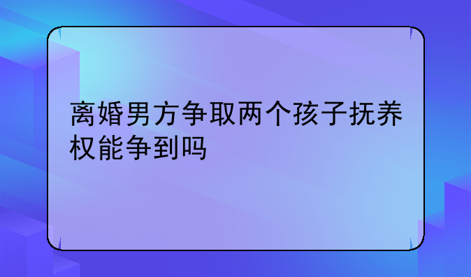 离婚男方争取两个孩子抚养权能争到吗