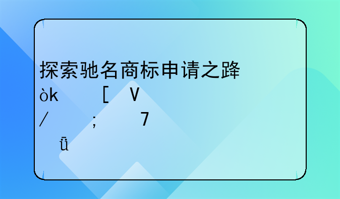 探索驰名商标申请之路：策略、流程与重要性深度剖析