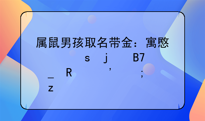 属鼠男孩取名带金：寓意深远的名字甄选与解析