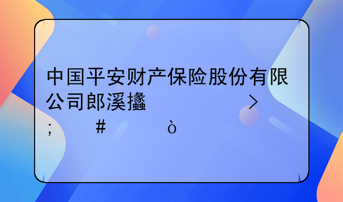 中国平安财产保险股份有限公司郎溪支公司怎么样？
