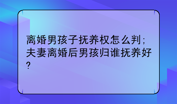 离婚男孩子抚养权怎么判;夫妻离婚后男孩归谁抚养好?