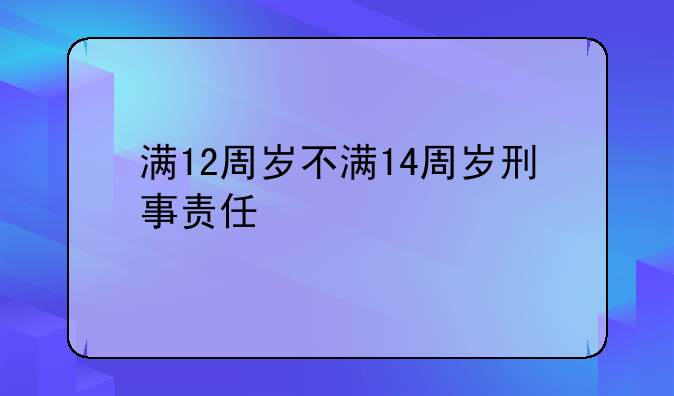 满12周岁不满14周岁刑事责任